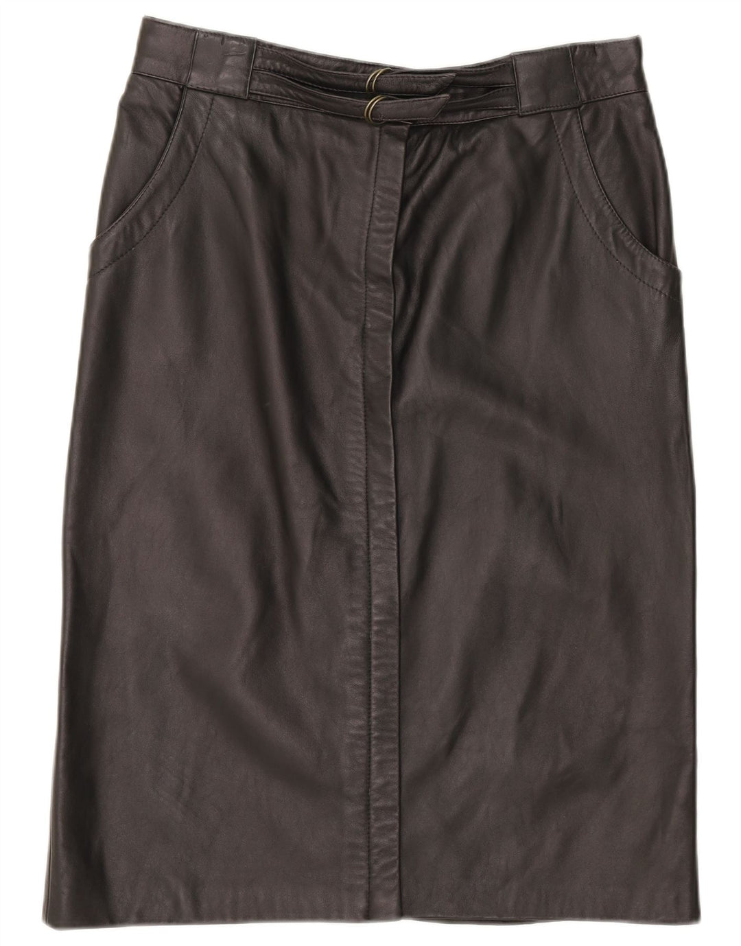 Vintage Damen Lederrock W33 Groß Schwarz