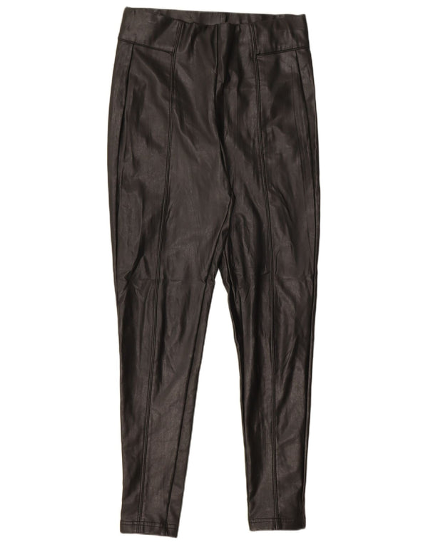 Marks & Spencer Damen Kunstlederhose UK 10 Small W28 L27 Schwarz