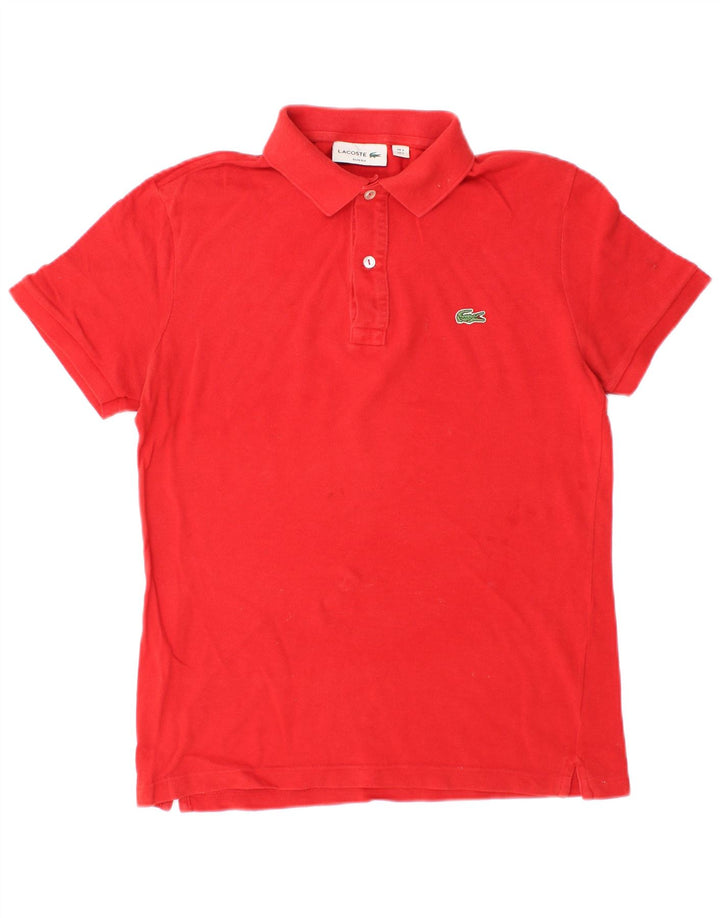 Lacoste Herren-Poloshirt mit schmaler Passform, Größe 3, klein, rote Baumwolle