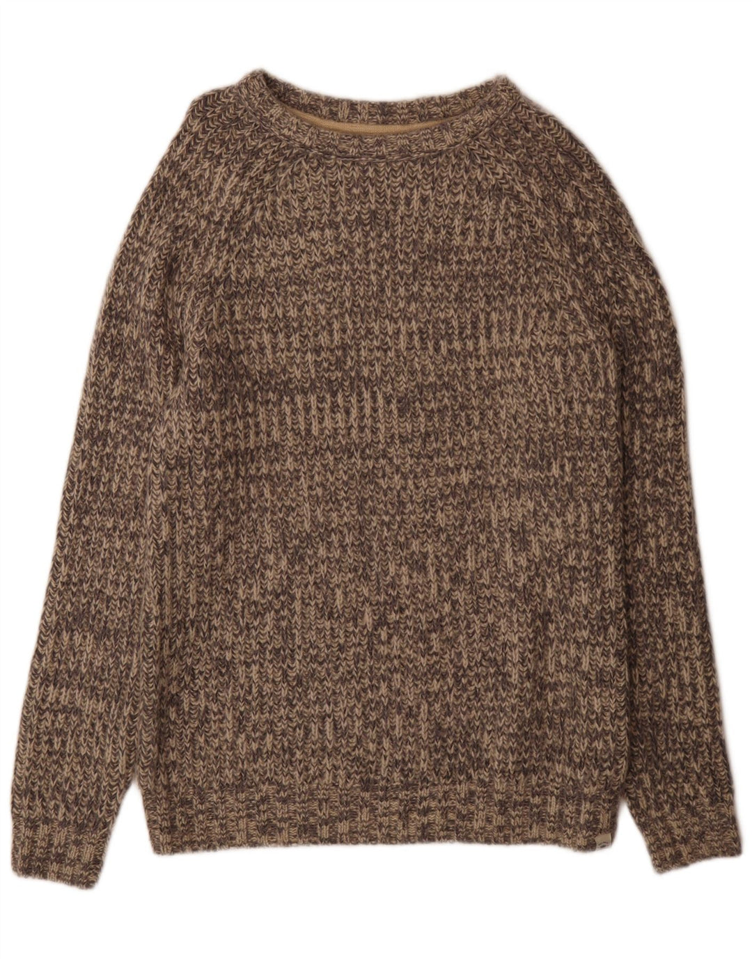 Fat Face Herren-Pullover mit Rundhalsausschnitt, Mittelgrau geflecktes Acryl