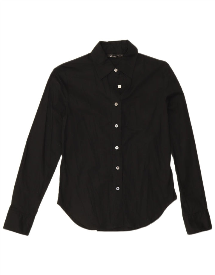 Dkny Damen Hemd US 2 XS Schwarz Baumwolle