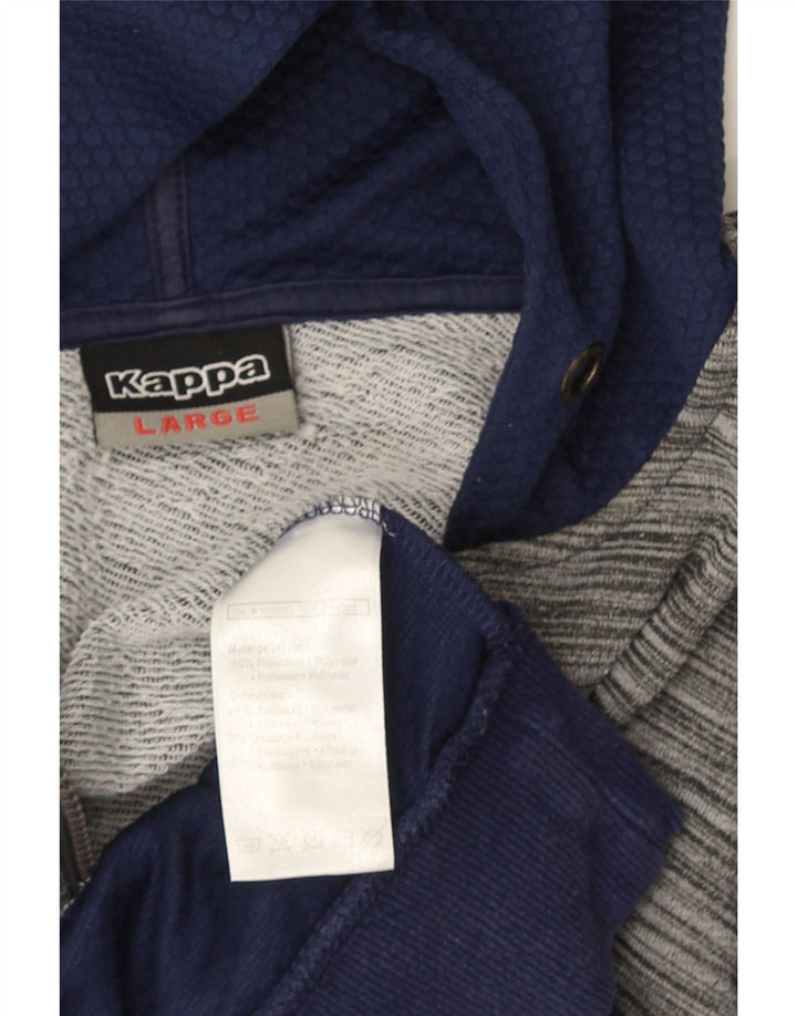 Kappa Herren-Kapuzenpullover mit Reißverschluss, groß, marineblaues Farbblock-Polyester