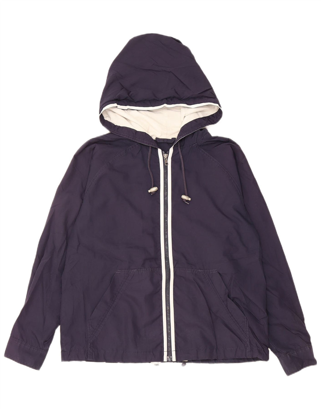 EDDIE BAUER Damen Regenjacke mit Kapuze UK 14 Medium Marineblau Polyester