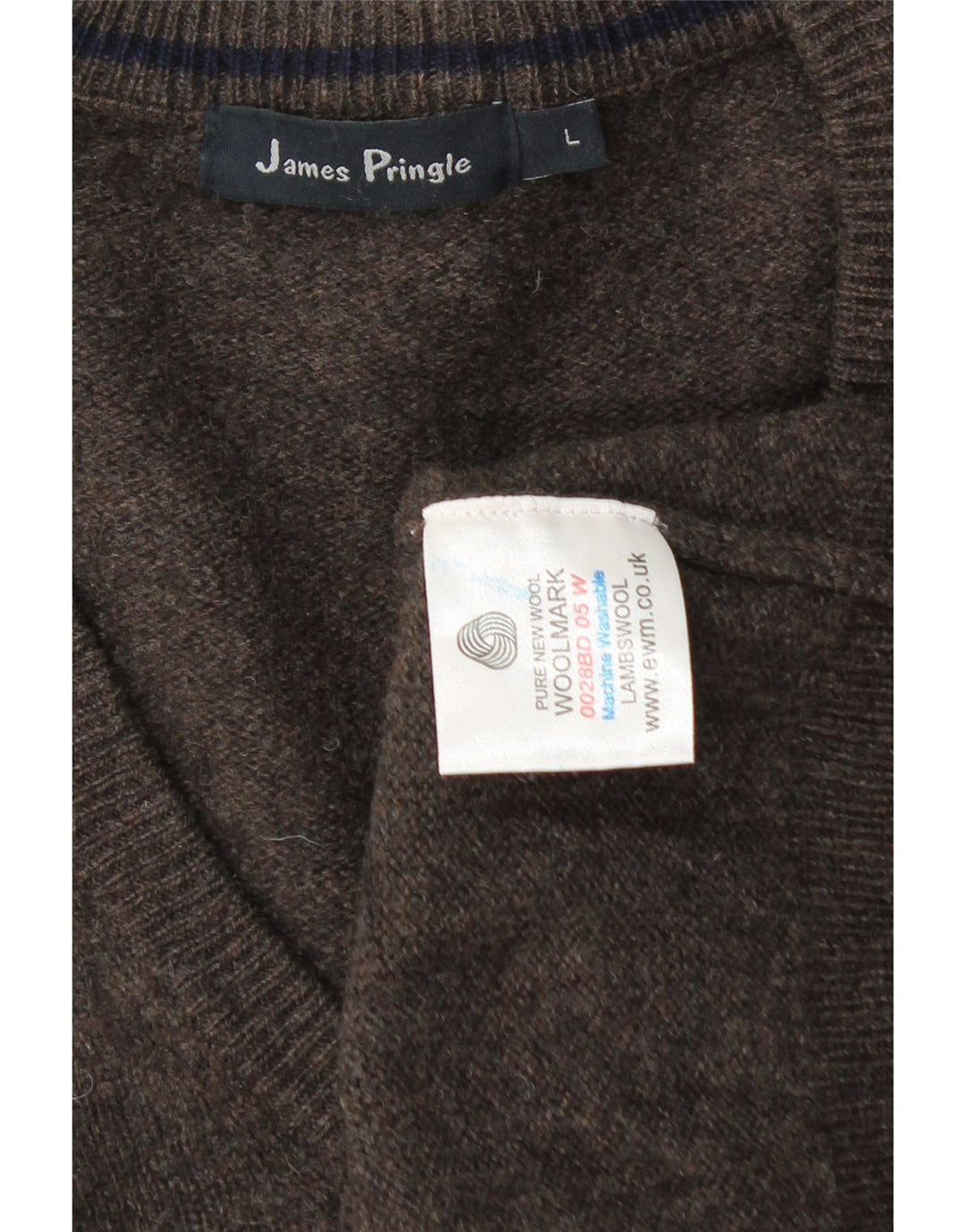 James Pringle Herren-Pullover mit V-Ausschnitt, große braune Lammwolle