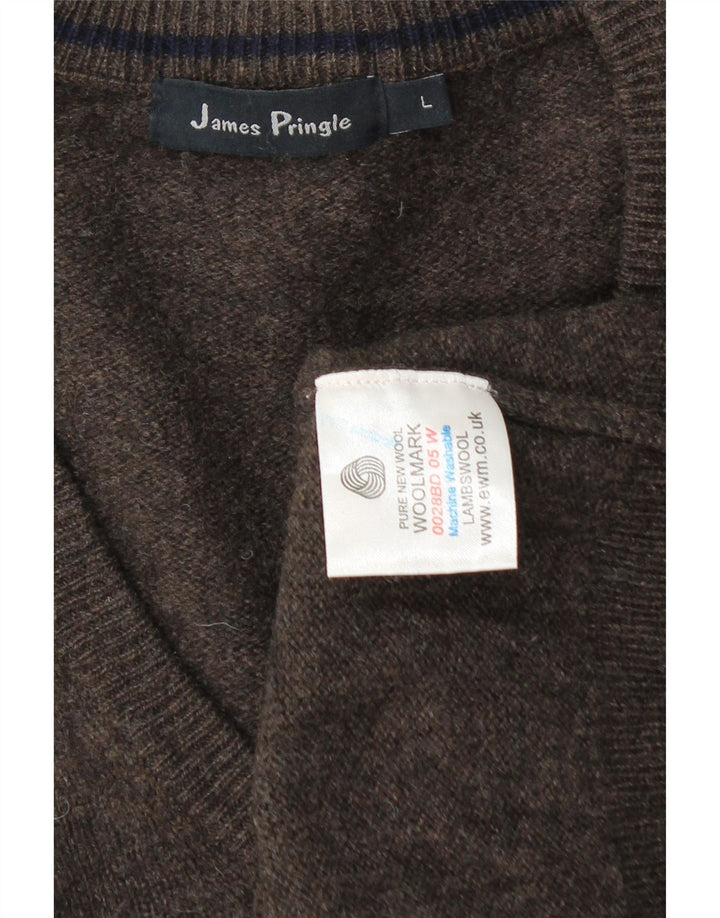 James Pringle Herren-Pullover mit V-Ausschnitt, große braune Lammwolle