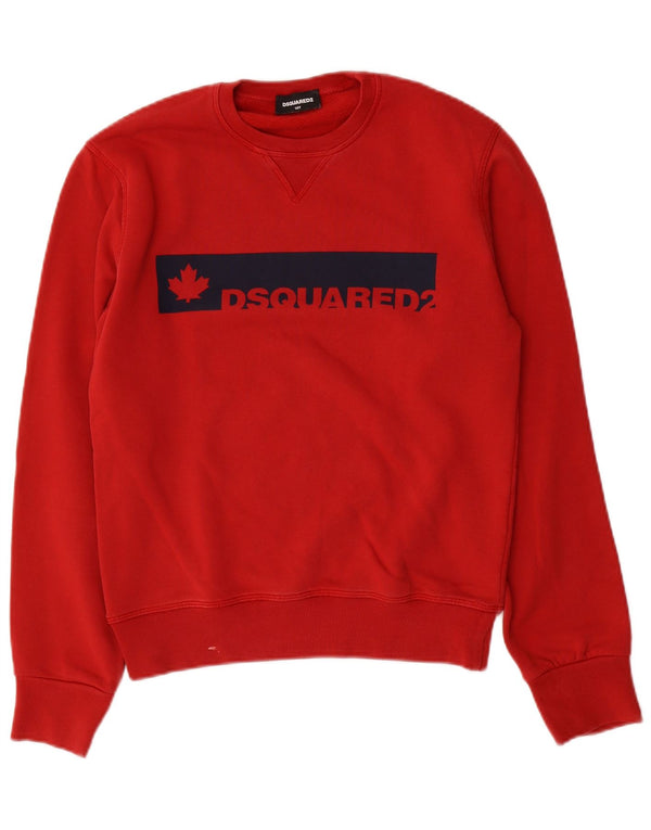 DSQUARED2 Jungen-Sweatshirt mit Grafik, 13–14 Jahre, rote Baumwolle