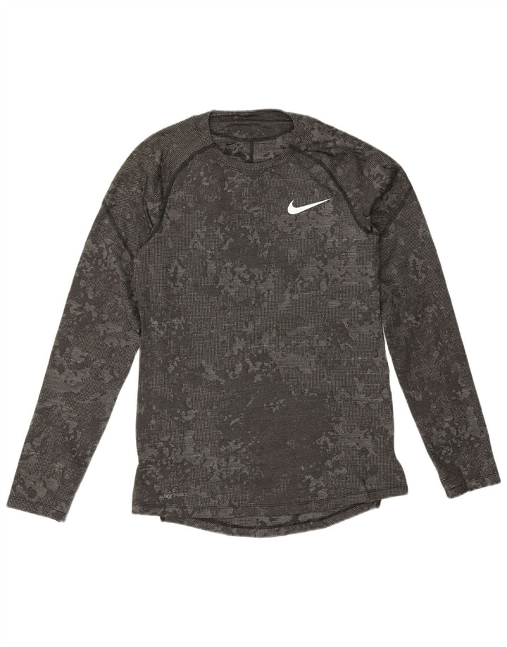 Nike Herren Dri Fit Slim Fit Top Langarm Small Grau Camouflage Polyester
