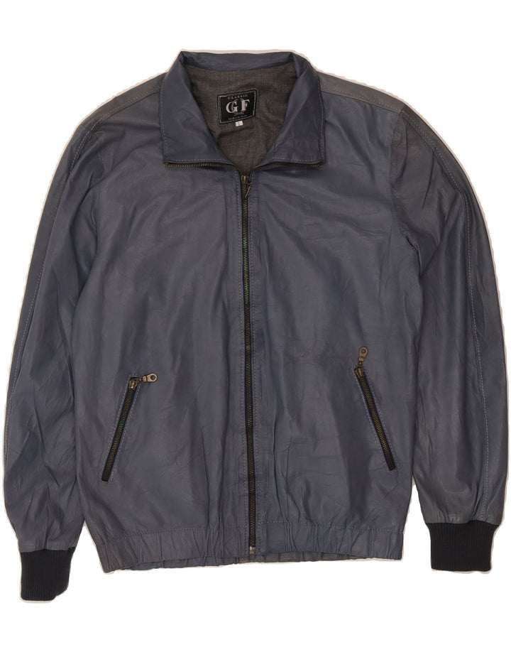 GF Mens Bomber Leather Jacket UK 36 Small Navy Blue Leather Vintage GF and Second-Hand GF from Messina Hembry 