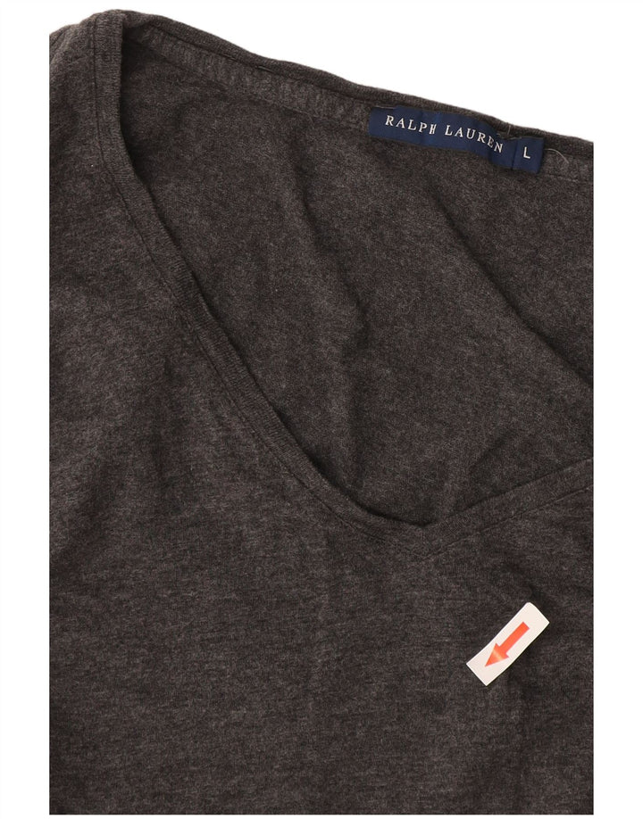 Ralph Lauren Damen Top Langarm UK 14 Große graue Baumwolle