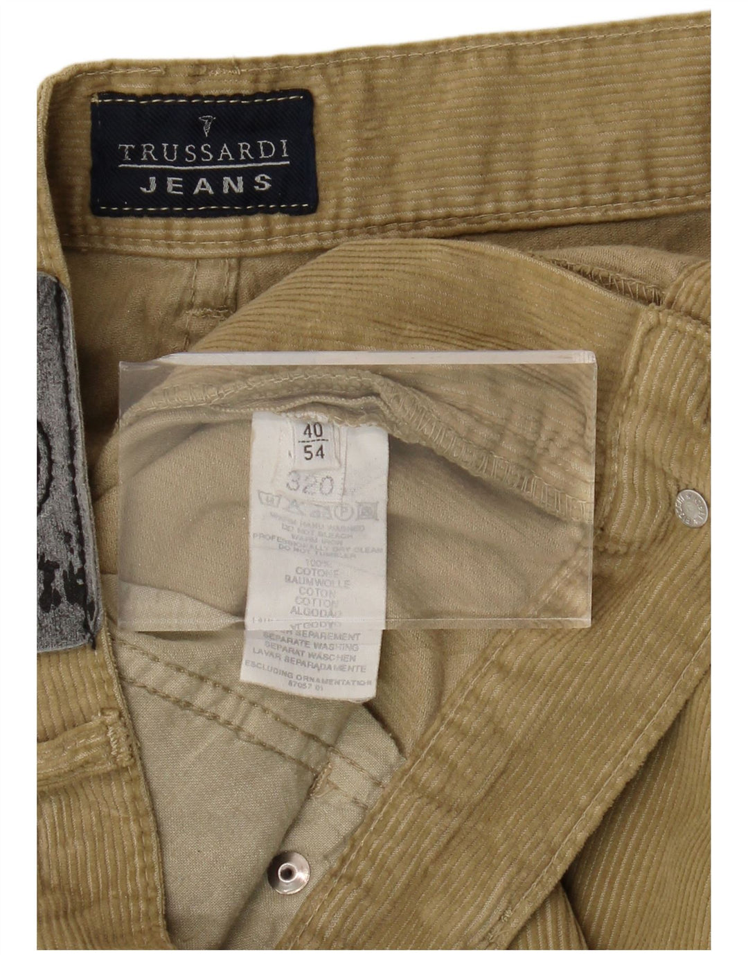 TRUSSARDI Herren gerade Cordhose IT 54 2XL W40 L32 Khaki Baumwolle