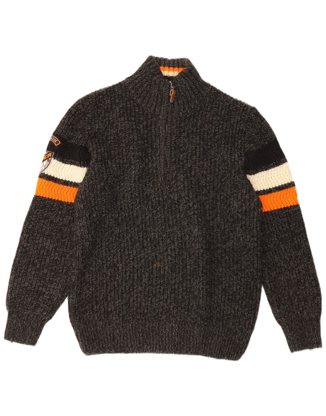 Superdry Herren-Pullover mit Reißverschluss am Hals, 2XL, grau gestreift, Acryl
