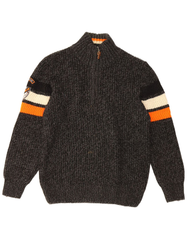 Superdry Herren-Pullover mit Reißverschluss am Hals, 2XL, grau gestreift, Acryl