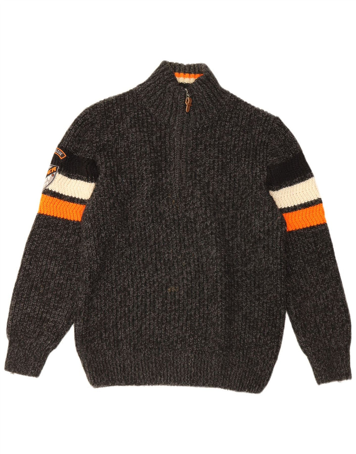 Superdry Herren-Pullover mit Reißverschluss am Hals, 2XL, grau gestreift, Acryl