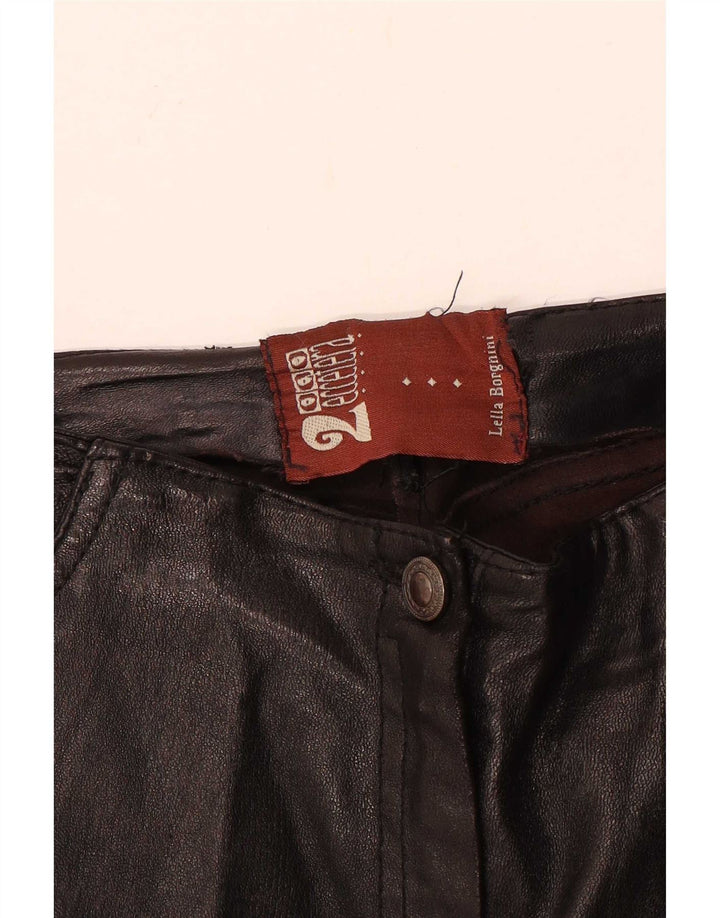 Vintage Damen Flare Lederhose W28 L30 Schwarz