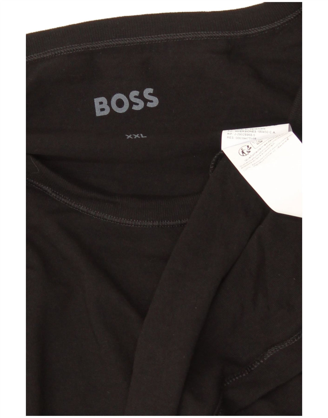 HUGO BOSS Herren Top Langarm 2XL Schwarz Baumwolle
