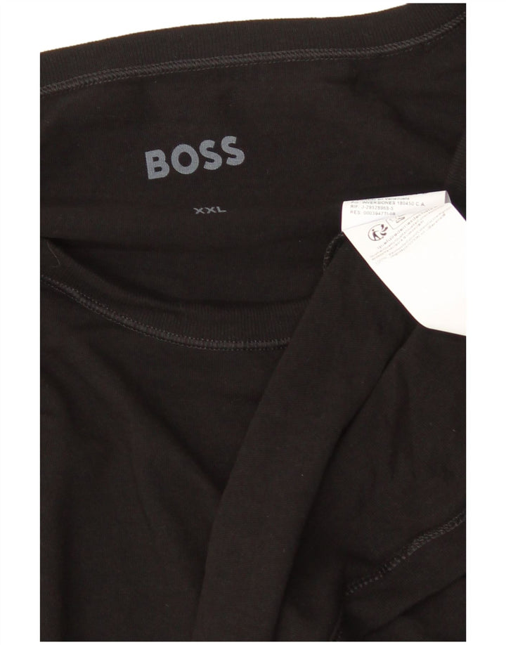 HUGO BOSS Herren Top Langarm 2XL Schwarz Baumwolle
