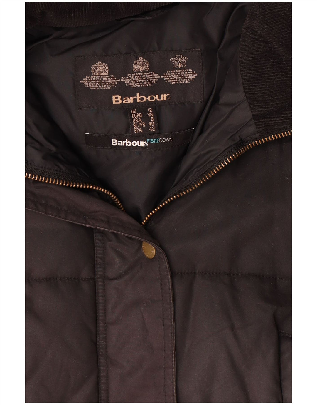 Barbour Wattierter Mantel mit Kapuze für Damen, UK 12, mittelschwarz