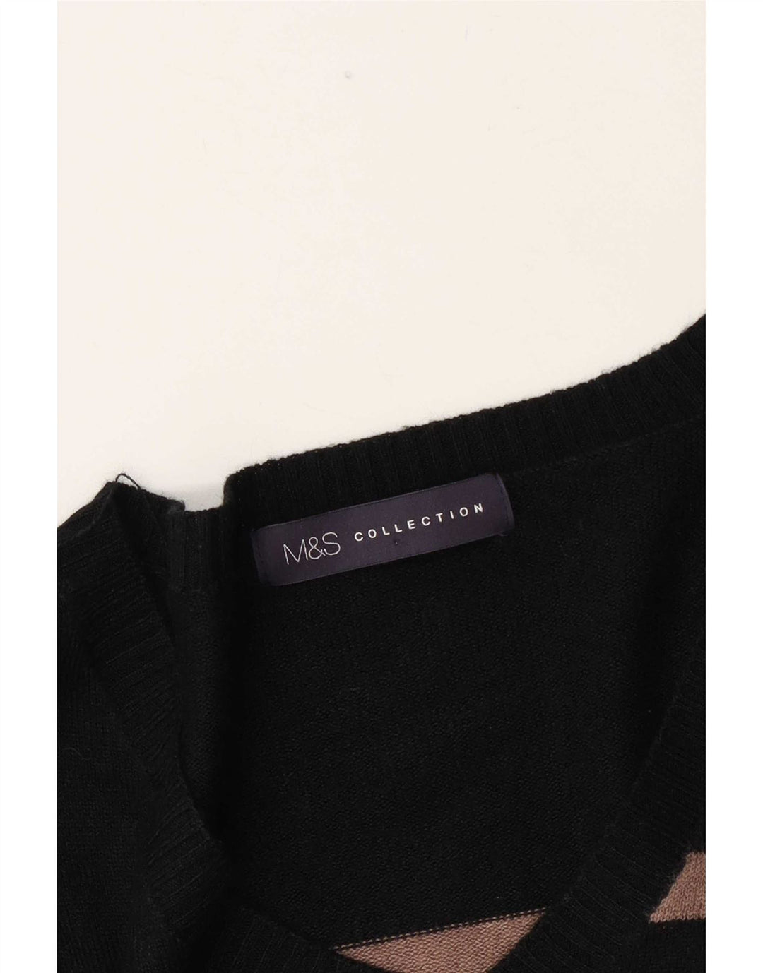 Marks & Spencer Damen-Pullover mit V-Ausschnitt, Gr. 40, Größe L, schwarz gestreift