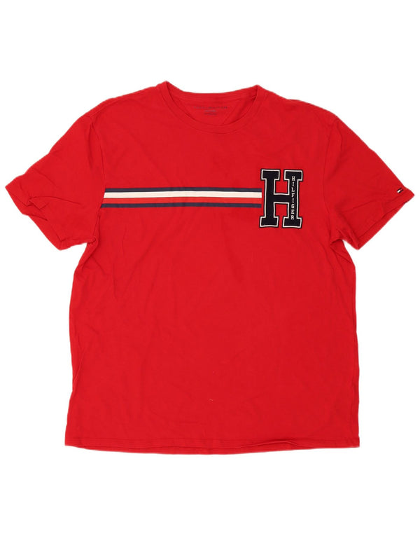 Tommy Hilfiger Herren Grafik-T-Shirt-Oberteil XL aus roter Baumwolle