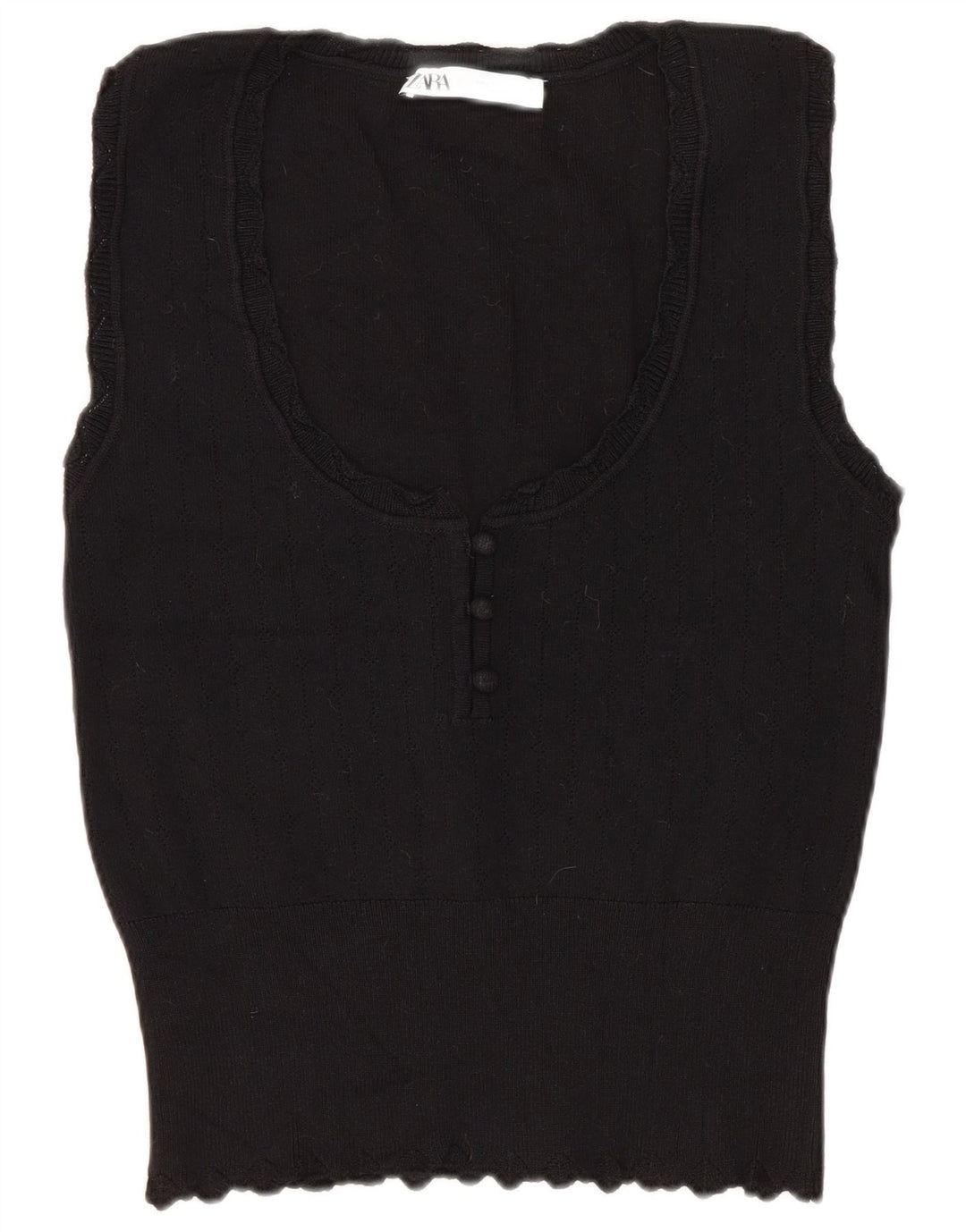 Zara Damen Crop Vest Tank Top UK 14 Große schwarze Viskose
