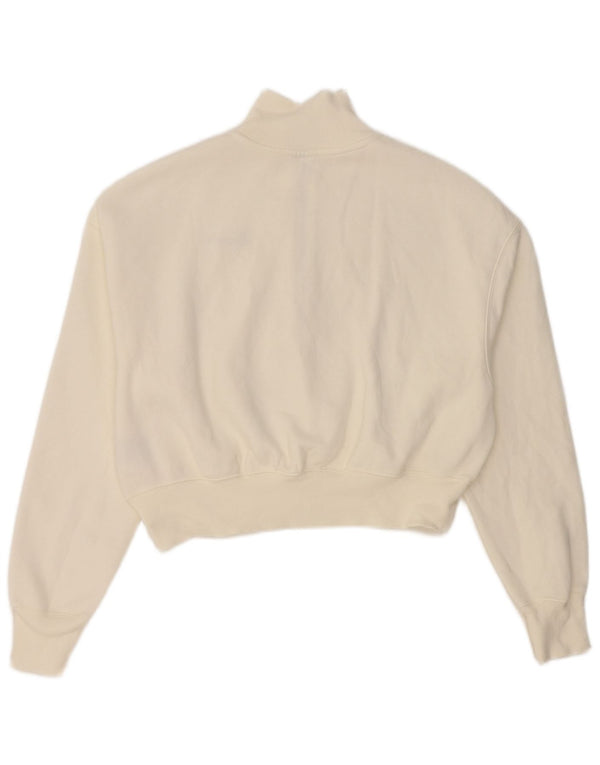 Nike Damen-Sweatshirt, übergroß, kurz geschnitten, mit Reißverschluss, UK 10, Größe S, Weiß
