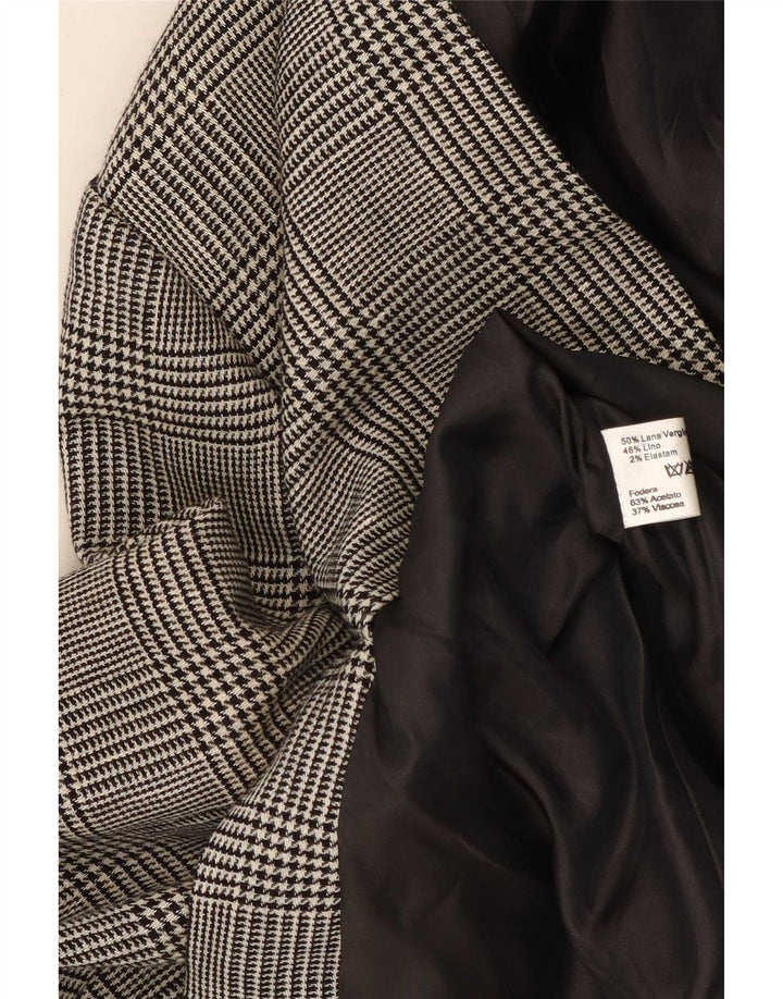 Luisa Spagnoli Damen 3-Knopf-Blazerjacke IT 46 Large Grey Houndstooth