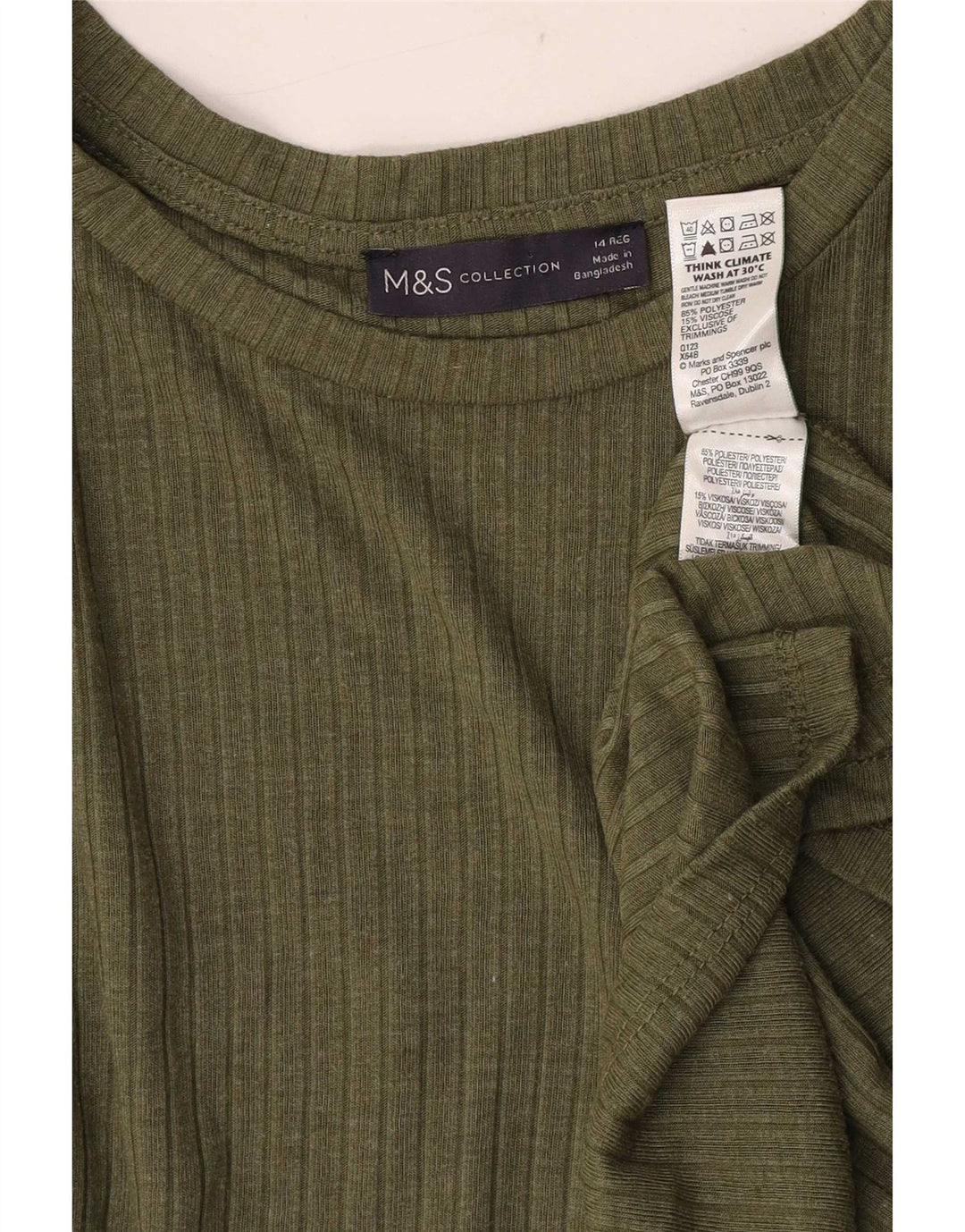 Marks & Spencer Damen-Etuikleid mit langen Ärmeln, UK 14, Größe L, Khaki, Polyester