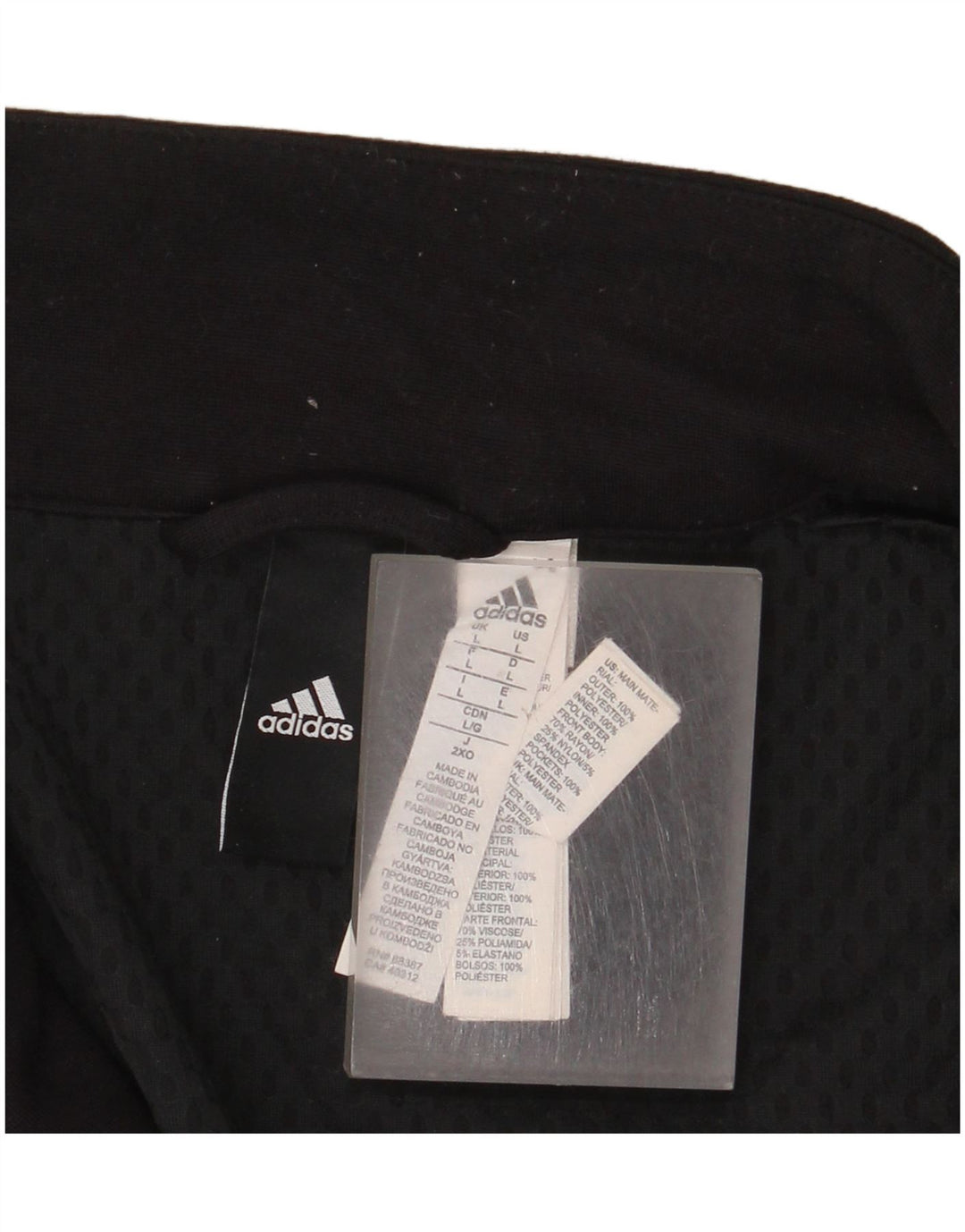 Adidas Herren-Pullover-Trainingsanzugoberteil mit Reißverschluss und Halsausschnitt, groß, aus schwarzem Polyester