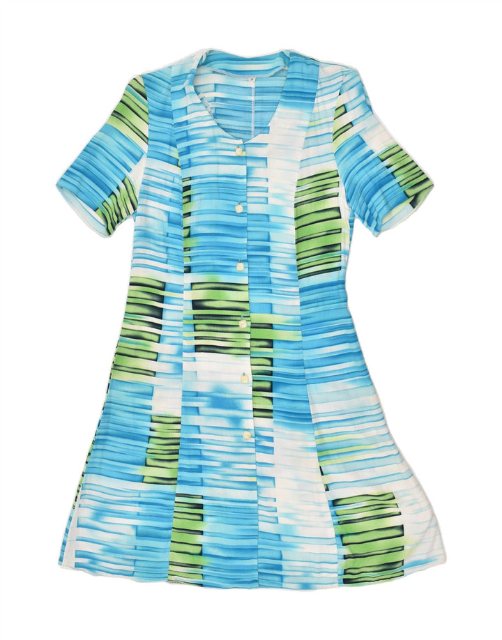 VINTAGE Womens Abstract Pattern Basic Dress EU 38 Medium Blue Viscose | Vintage Vintage | Thrift | Second-Hand Vintage | Used Clothing | Messina Hembry 