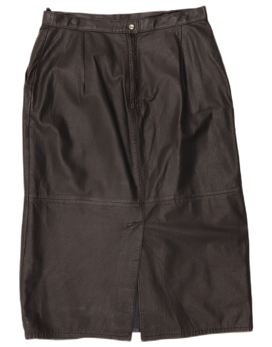 Vintage Damen High Waist Lederrock UK 16 Large W30 Schwarz