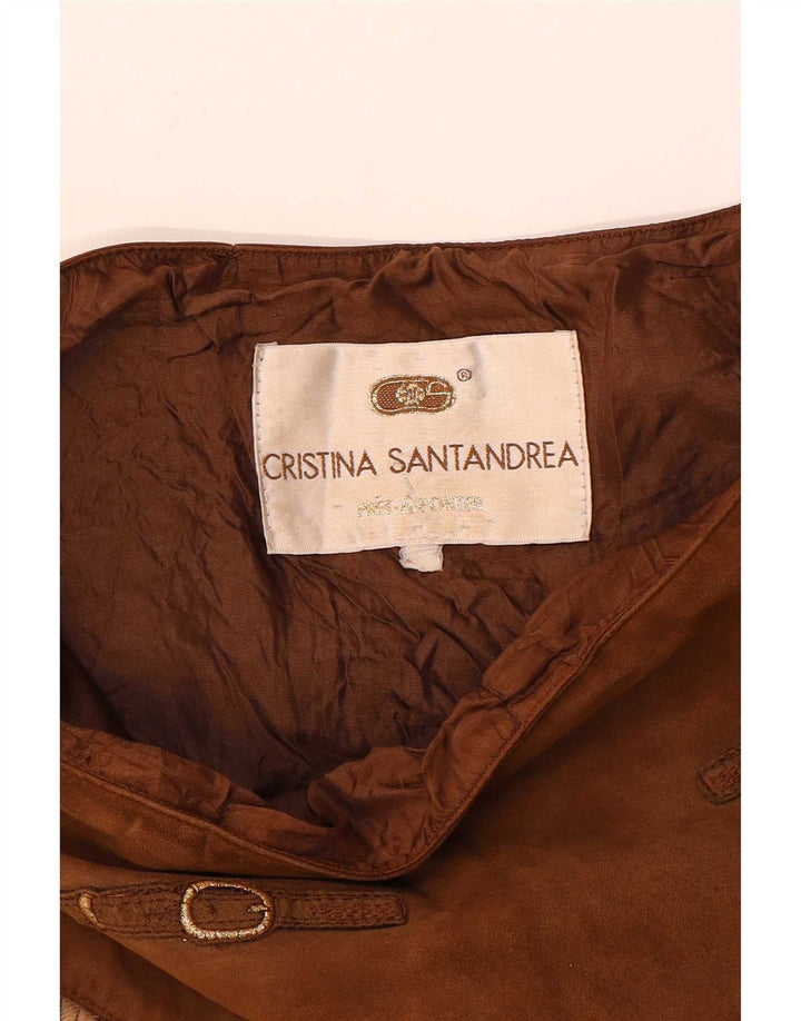 Cristina Santandrea Damen ausgestellter Rock mit abstraktem Muster, mittelgroß, W28, Braun
