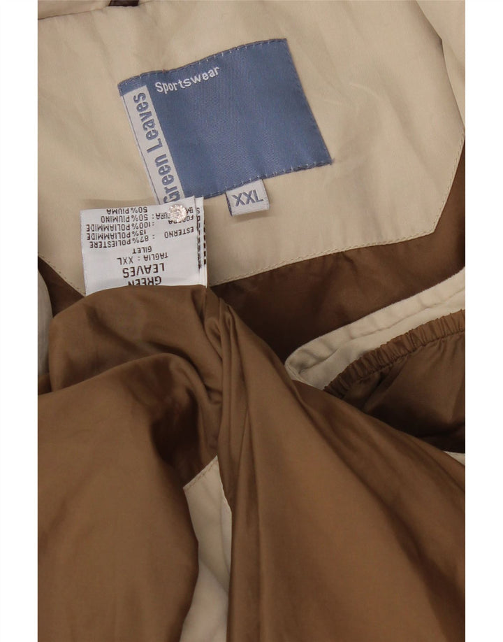 Gefütterte Herrenweste mit grünen Blättern, UK 44, 2XL, Beige, Polyester