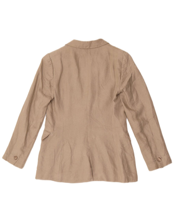 Massimo Dutti Damen-Blazer mit 1 Knopf, EU 38, kleines graues Leinen
