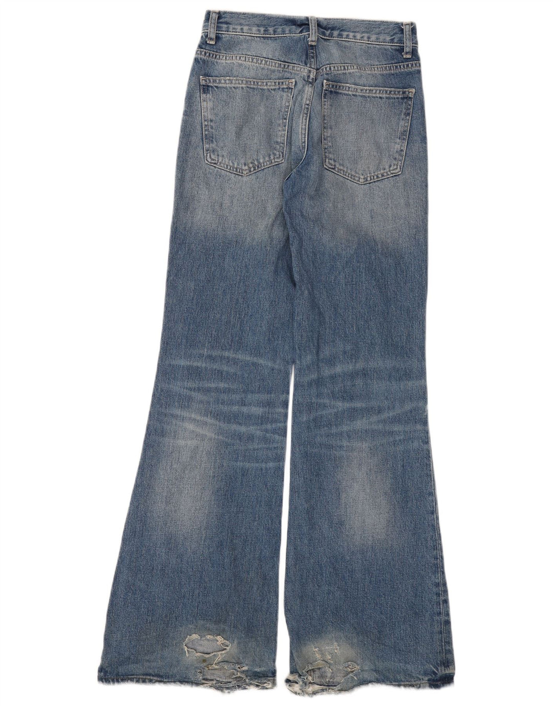 Zara Damen Distressed Flared Jeans EU 34 2XS W24 L32 Blaue Baumwolle