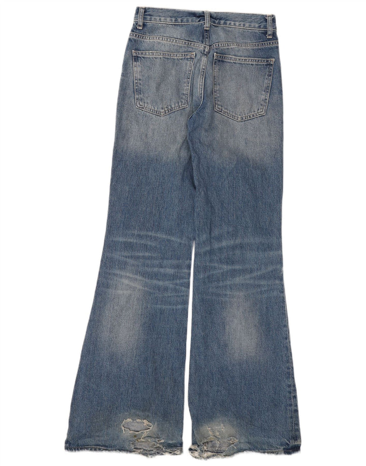 Zara Damen Distressed Flared Jeans EU 34 2XS W24 L32 Blaue Baumwolle