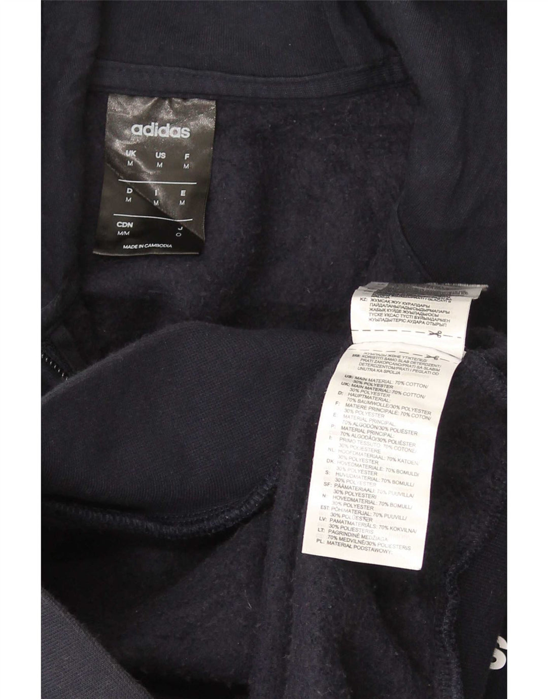 Adidas Herren-Kapuzenpullover mit Reißverschluss, mittlere marineblaue Baumwolle