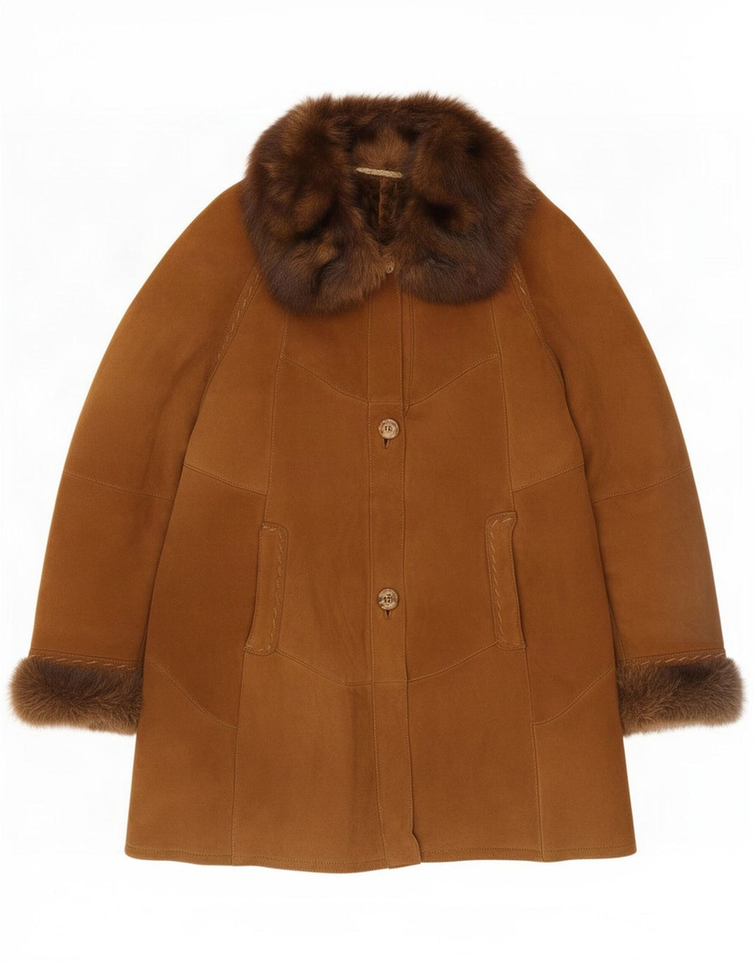 Vintage Damen Lammfellmantel UK 16 Large Brown