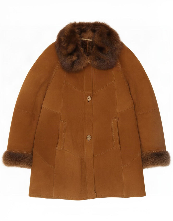 Vintage Damen Lammfellmantel UK 16 Large Brown