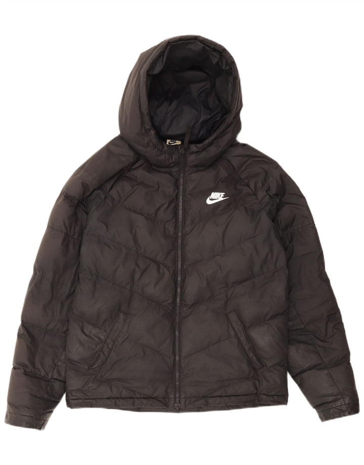 Nike Wattierte Jacke mit Kapuze für Jungen, 13–14 Jahre, XL, schwarzes Polyester