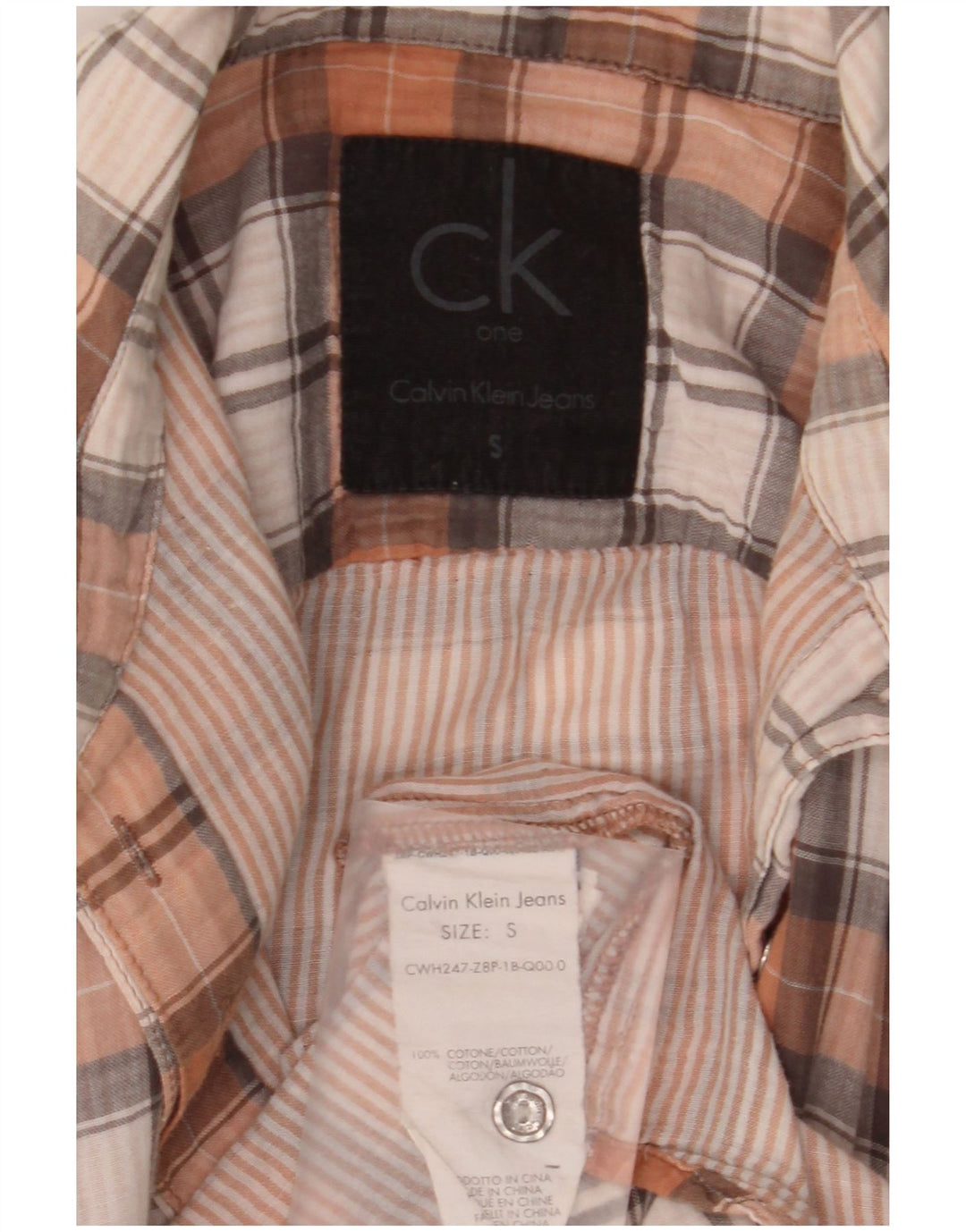 Calvin Klein Jeans Damenhemd UK 10 Small Mehrfarbig kariert Baumwolle