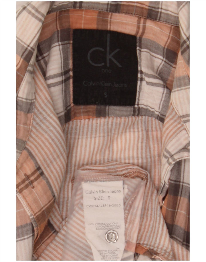 Calvin Klein Jeans Damenhemd UK 10 Small Mehrfarbig kariert Baumwolle