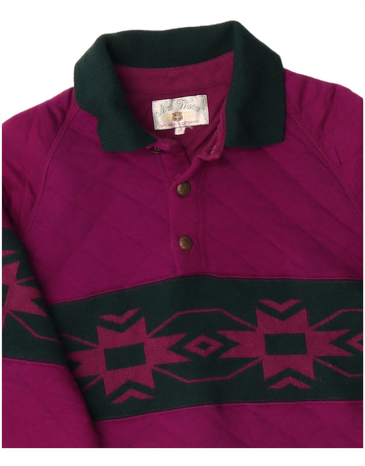 NORTH WESTERN Herren-Sweatshirt mit Polokragen, mittelviolett, Fair Isle-Muster