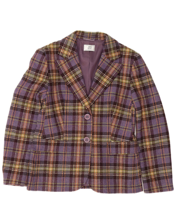 Alba Moda Damen-Blazerjacke mit 2 Knöpfen, UK 12, mittellila, karierte Lammwolle