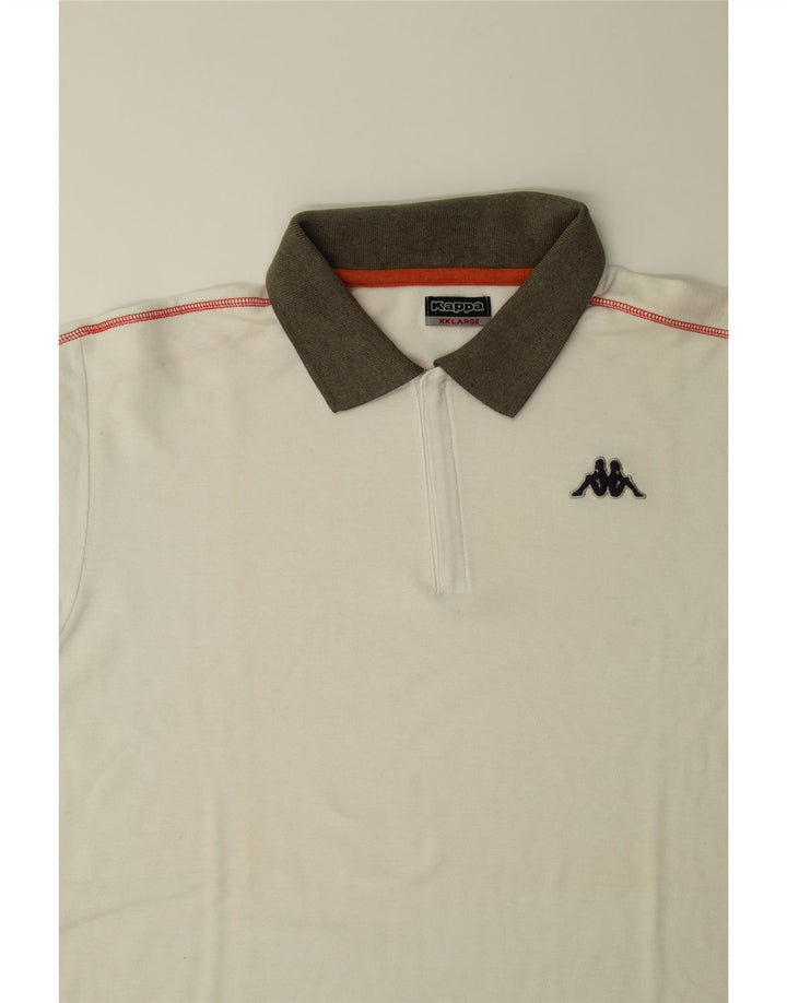 KAPPA Mens Polo Shirt 2XL White Cotton Vintage Kappa and Second-Hand Kappa from Messina Hembry 