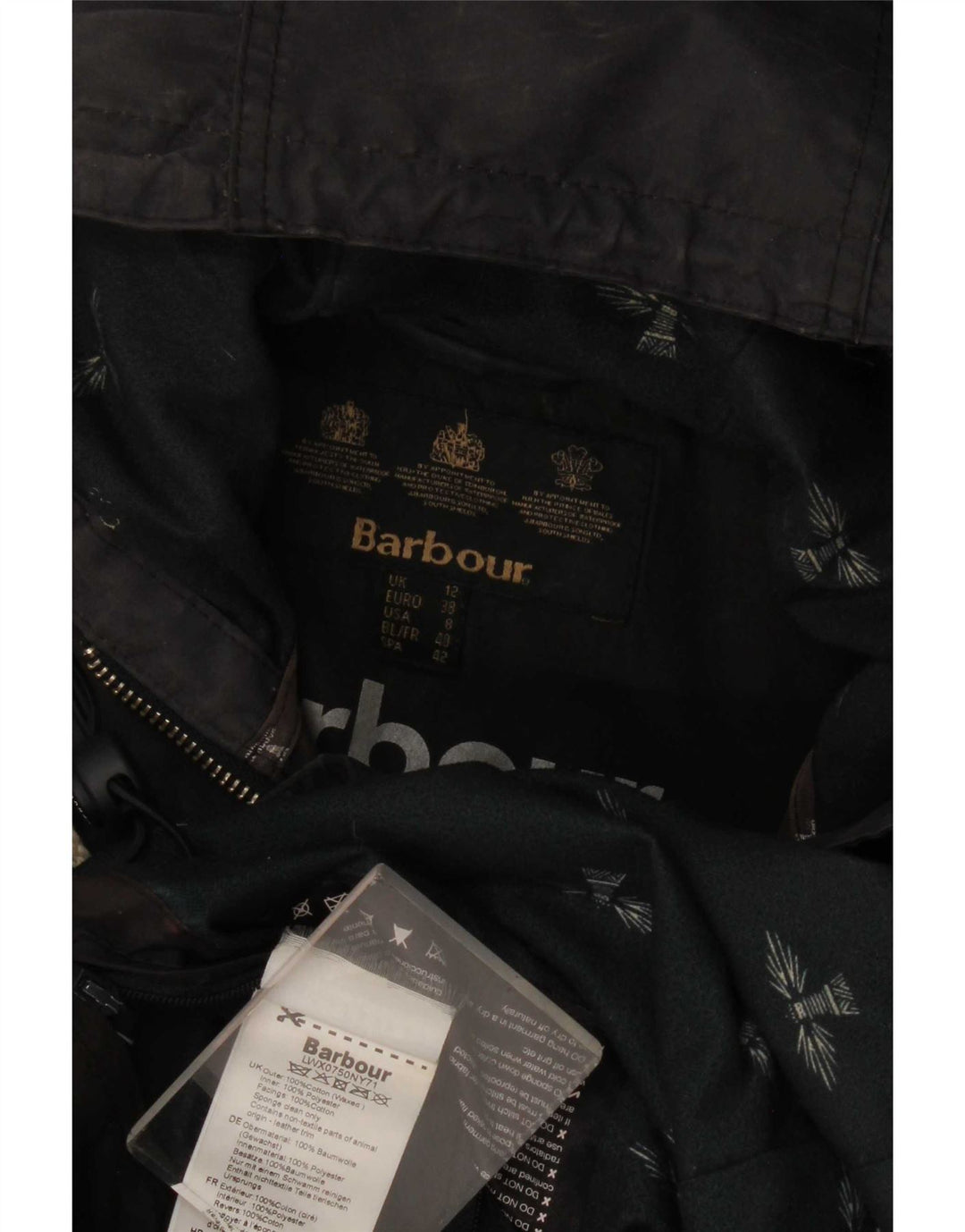 Barbour Damen-Parka mit Kapuze, gewachst, Größe UK 12, mittelmarineblau