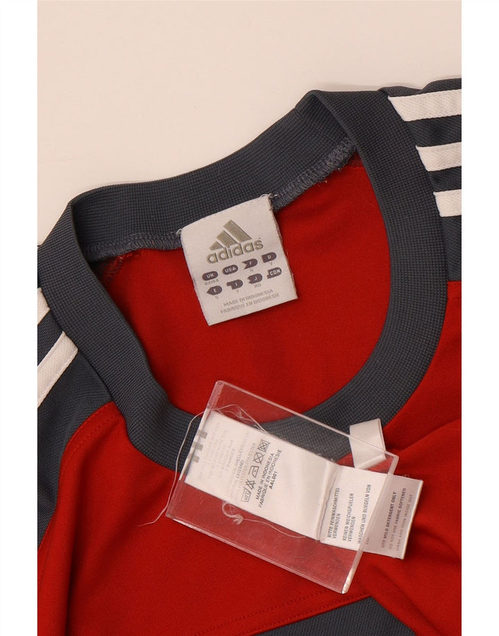 ADIDAS Herren T-Shirt Top UK 42/44 Großes rotes Colourblock-Polyester
