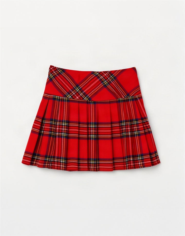 Vintage Damen Mini Wickelrock EU 36 Small W32 Rot kariertes Acryl