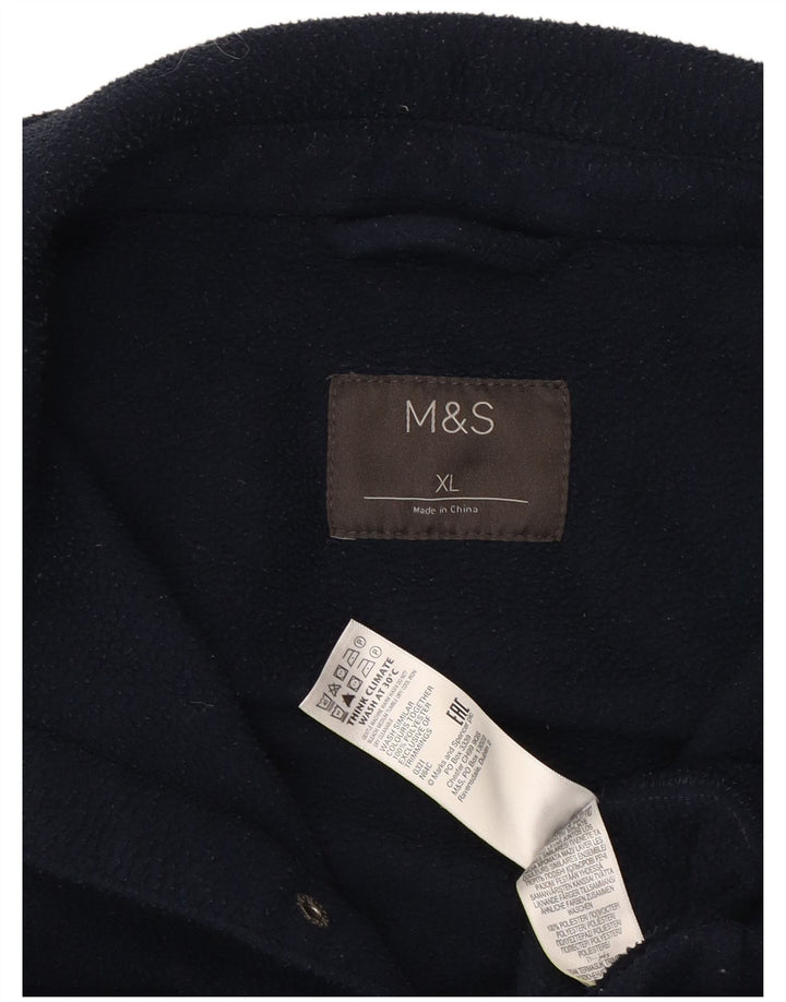 Marks & Spencer Herren Fleece-Hemd XL Marineblau Polyester