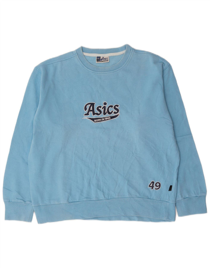 Asics Herren Grafik-Sweatshirt-Pullover, große blaue Baumwolle