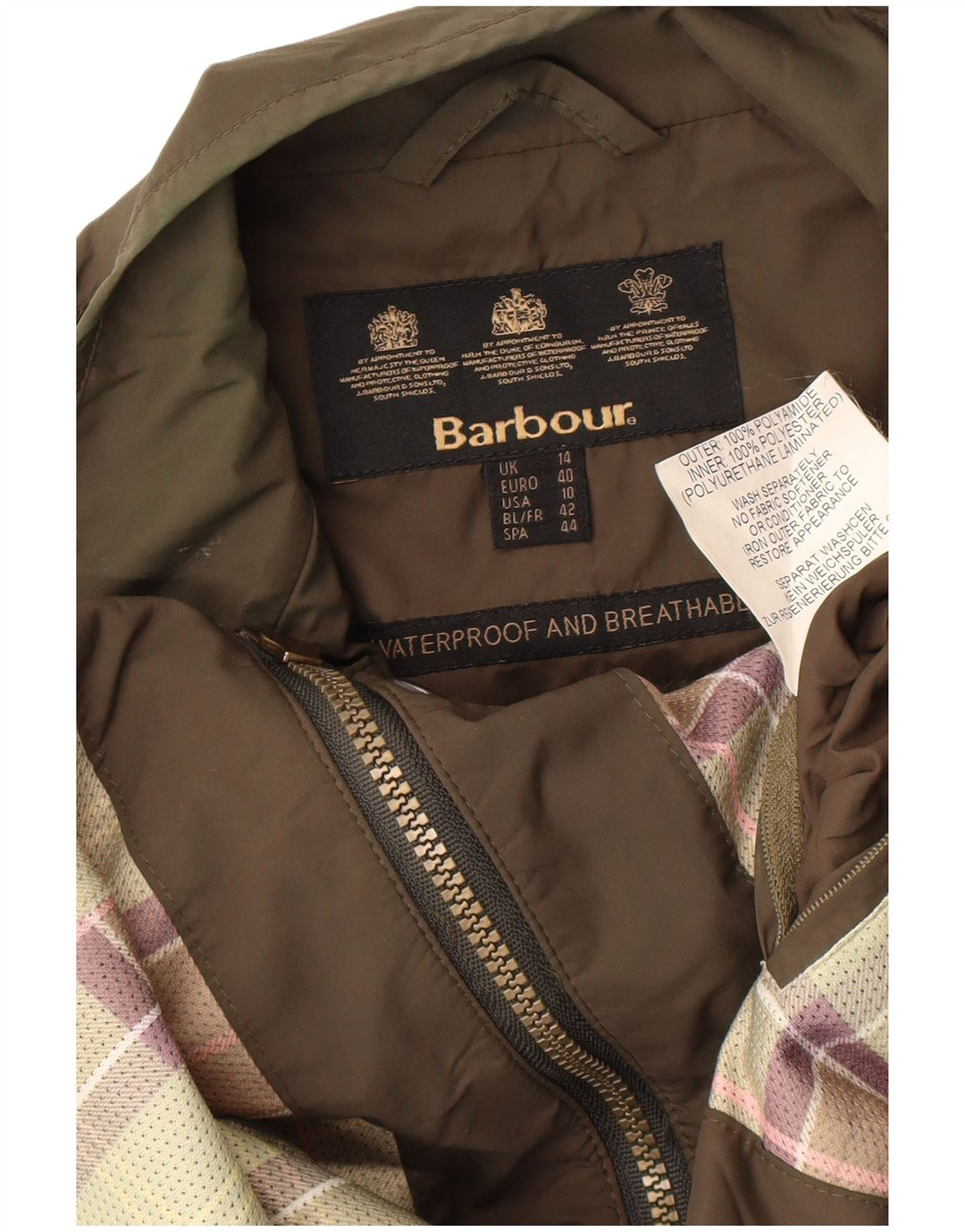 Barbour Damen Utility-Jacke UK 14 Large Khaki Polyamid